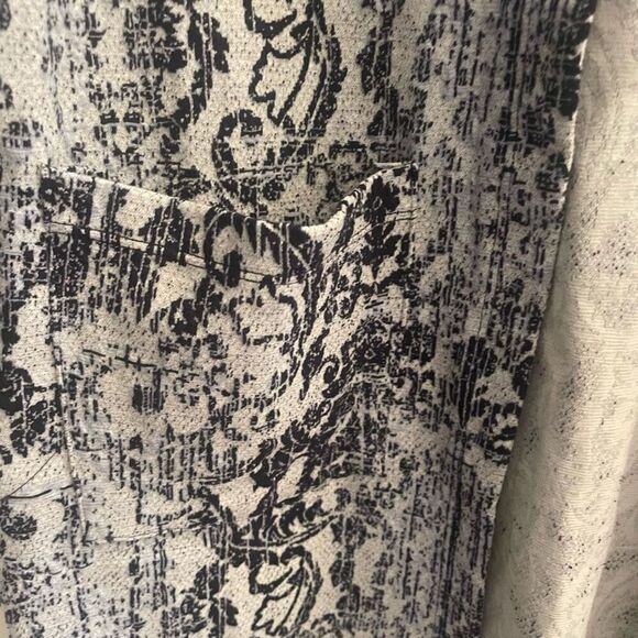 Clara Sun Woo Women’s Long Cardigan Medium Navy Blue Print Pockets Longline USA - Picture 4 of 5